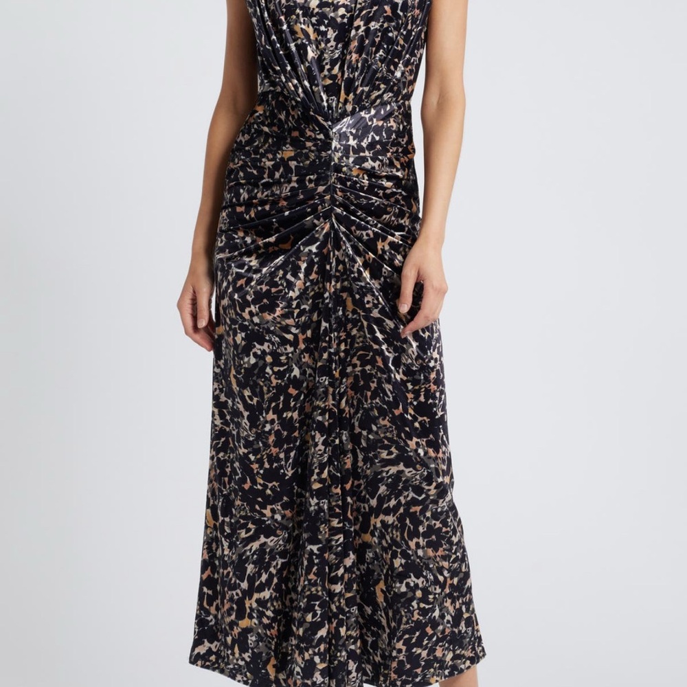 NWT SOLD OUT Nordstrom SAYLOR Al Sleeveless Ruched Velour Cheetah Dress Size S